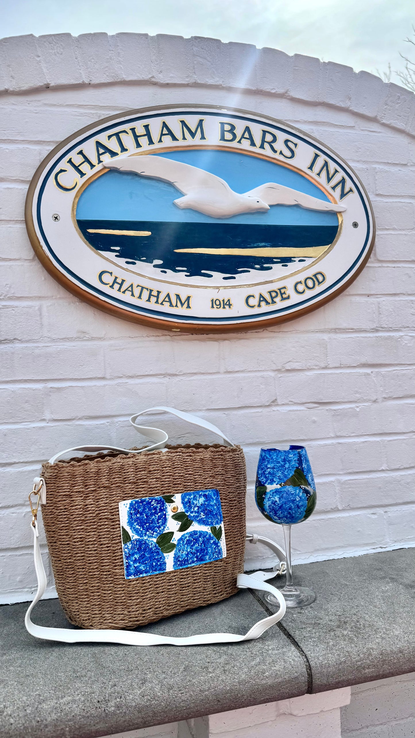 Hand Painted Hydrangea Straw Bags