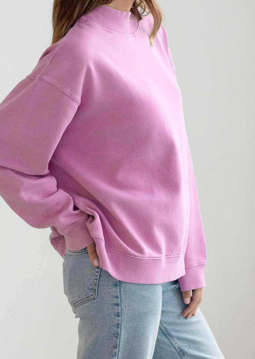 Pink Mock-Neck Sweatshirt
