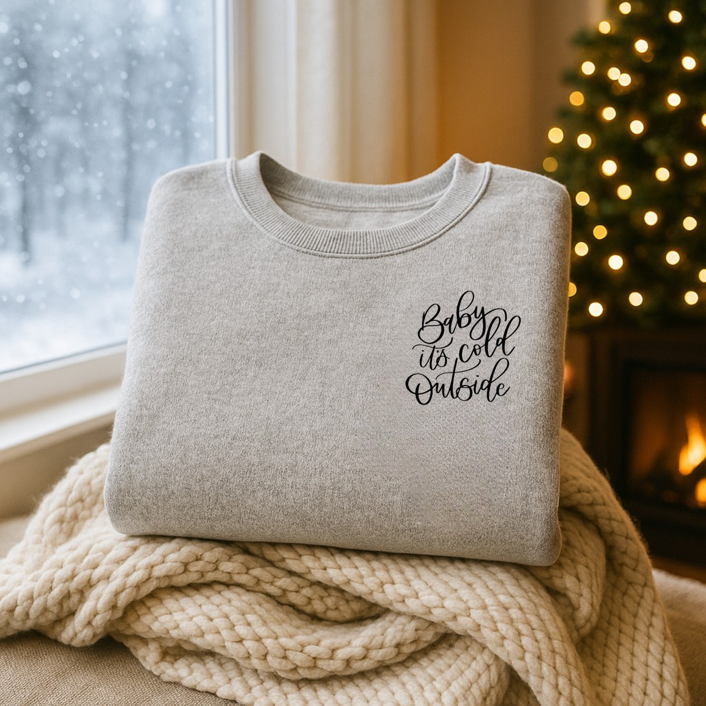 Holiday Sweatshirt - Baby It’s Cold (Embroidery)