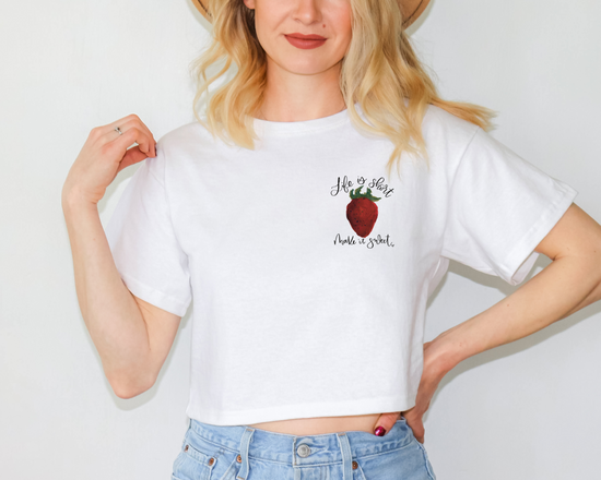 Load image into Gallery viewer, Life is Short, Make it Sweet Cropped T-Shirt
