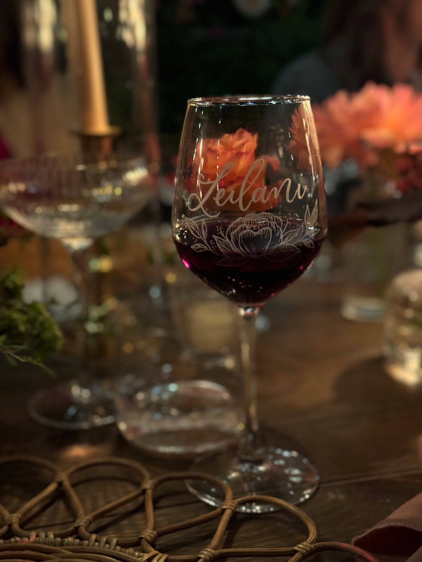 Hand Engraved Wine Glass - stem + stemless